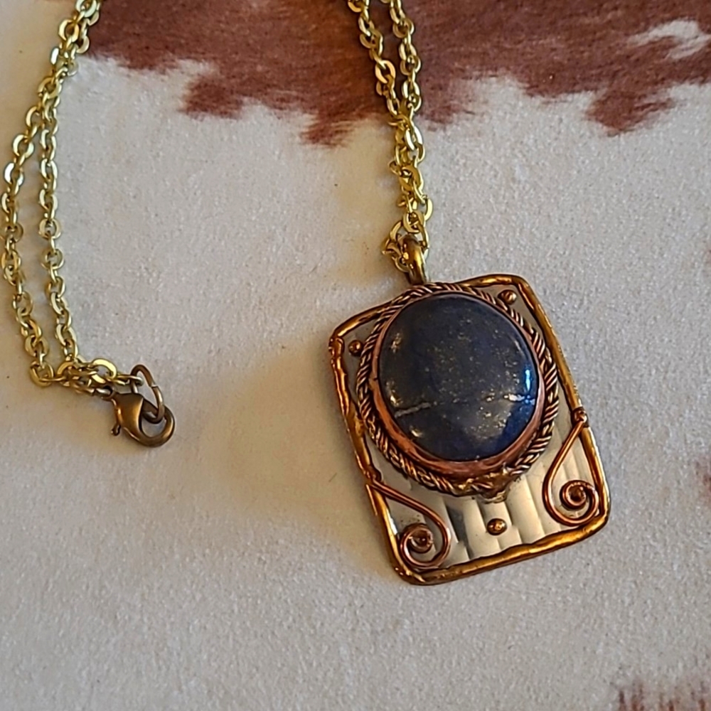 Lapis Lazuli Mixed Metal Necklace